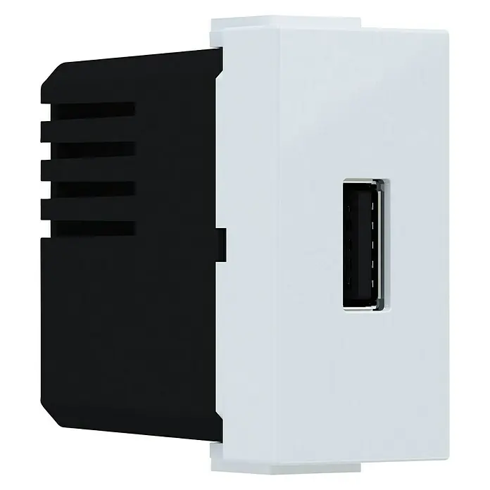Elektro Material USB punjač Modys - Bijele boje - Dijagonalni pogled