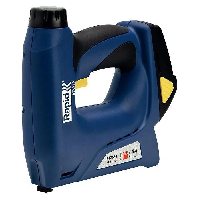 Rapid Akku-Tacker BTX530 - 7,2 V, Li-Ionen, 1,3 Ah, 1 Akku, Klammertiefe: 6 - 14 mm - Diagonale Ansicht