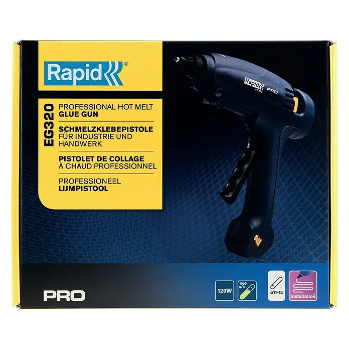 Rapid Heißklebepistole EG 320 PRO - Durchmesser Klebepatrone: 12 mm, 195 °C selbst regulierend, 120 W - Vorderansicht
