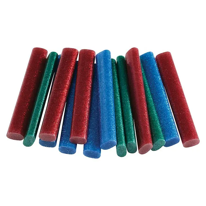 Rapid Klebepatronen - Passend für: Rapid Heißklebepistole EG130, 125 g, Rot/Grün/Blau glitzernd - Ansicht von oben