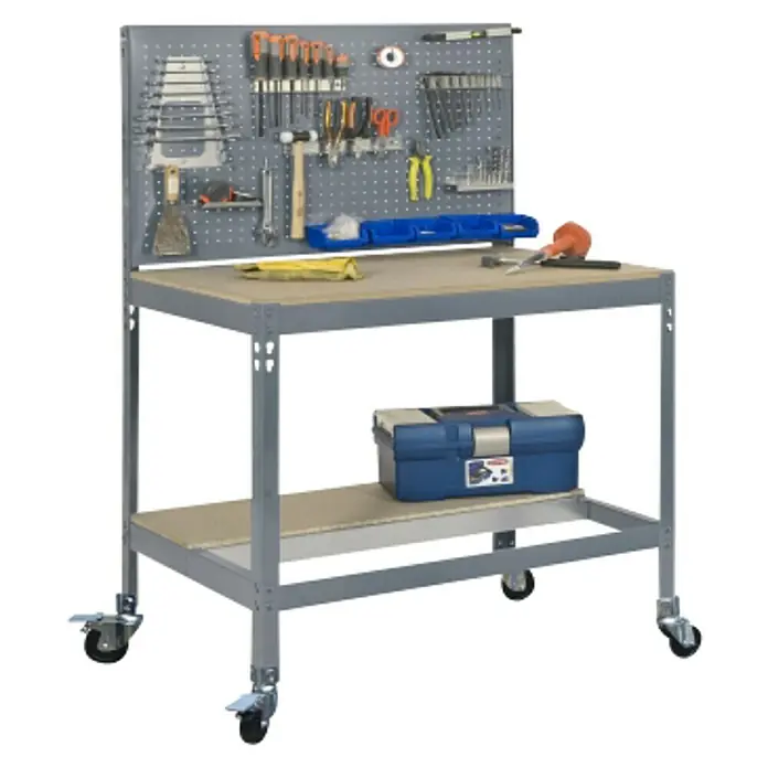 Simonrack Simonwork Banco de trabajo BT2 Mobile - L x An x Al: 61 x 151 x 156 cm, Capacidad de carga: 120 kg, Gris - Vista angular