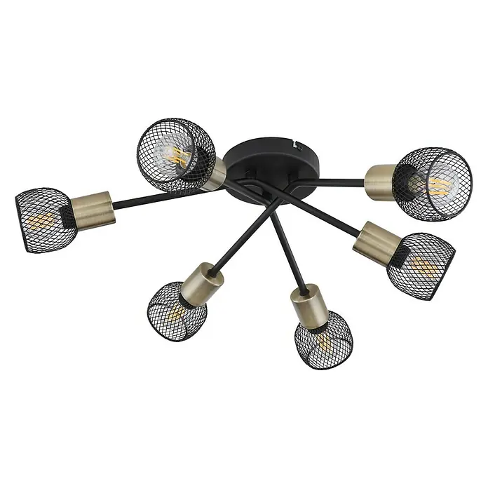 Globo Deckenleuchte rund Fiastra - 240 W, Ø x H: 60 x 18 cm, Schwarz/Altmessing, E14 - Ansicht von unten