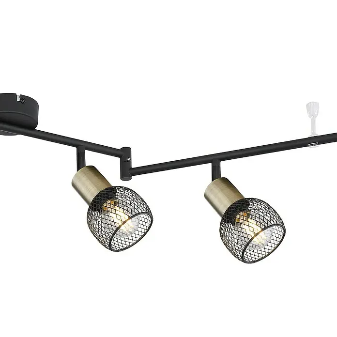 Globo Deckenstrahler Fiastra - 240 W, L x B x H: 120 x 8 x 18 cm, Schwarz/Altmessing, E14 - Detailaufnahme