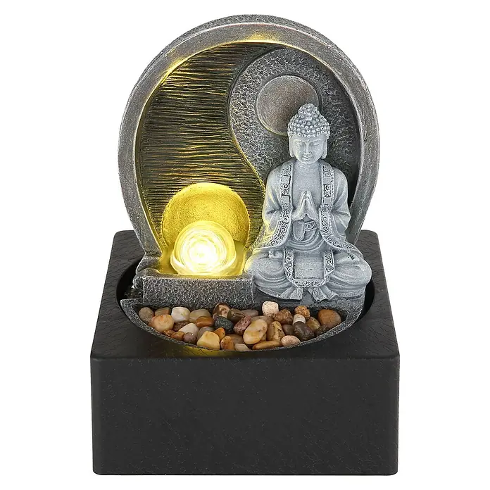 Globo Zimmerbrunnen Fontana Buddha - L x B x H: 18 x 18 x 24 cm - Vorderansicht