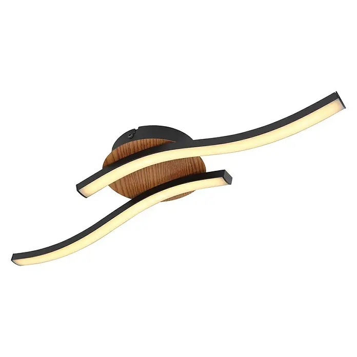 Globo LED-Deckenleuchte Evita - 12 W, L x B x H: 51 x 13 x 7,5 cm, Holzoptik/Schwarz/Opal, Warmweiß - Ansicht von unten