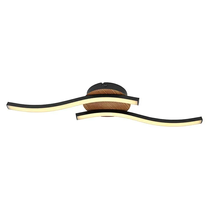 Globo LED-Deckenleuchte Evita - 12 W, L x B x H: 51 x 13 x 7,5 cm, Holzoptik/Schwarz/Opal, Warmweiß - Ansicht von unten