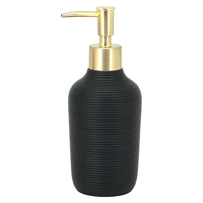 Aquasanit Ebony Dispensador de jabón - Poliresina, Negro/Dorado - Vista angular
