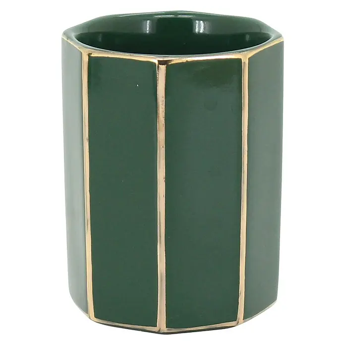 Aquasanit Emerald Vaso de encimera - Diámetro: 7,5 mm, Cerámica, Verde/Dorado - Vista frontal