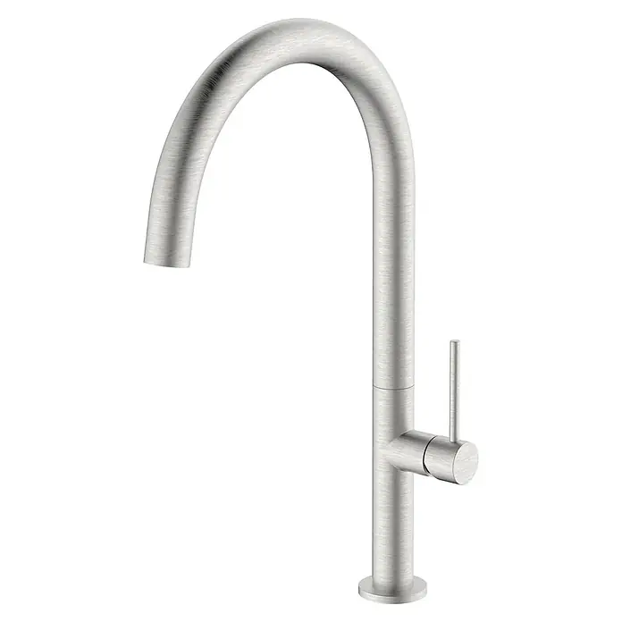 Grifo de cocina Detroit - Acero, Cepillado, Caño giratorio - Vista angular