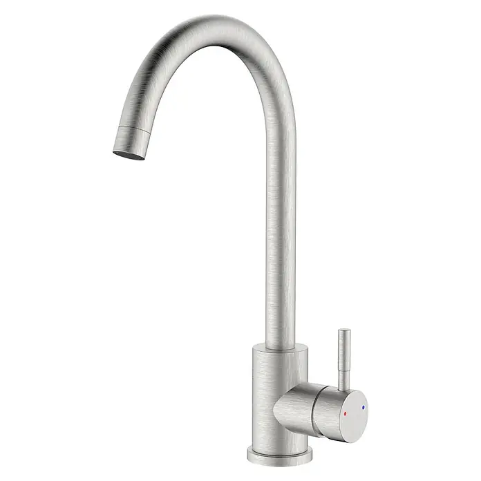 Grifo de cocina Bronx - Acero, Cepillado, Caño giratorio - Vista angular