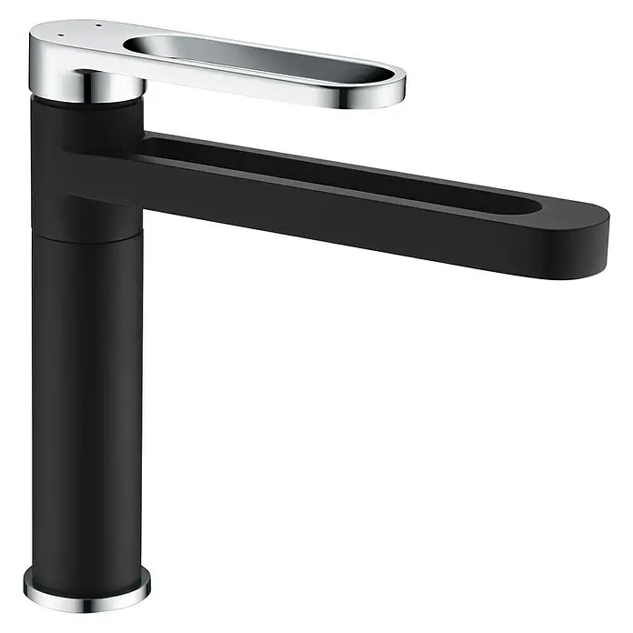 Rousseau Grifo de lavabo Onegaï - Negro/Cromo, Mate, Caño bajo - Vista angular