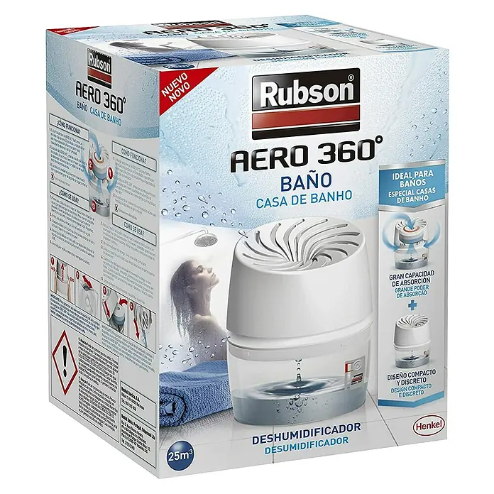 Rubson Deshumidificador Aero 360º Baño - Neutral, 1 ud. - Vista angular