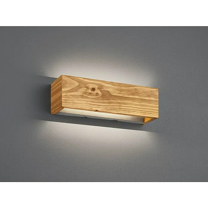 Trio Lighting Brad Plafón LED para pared y techo Brad - 13 W, L x An x Al: 11 x 37 x 11 cm, Madera, Blanco cálido - Foto ambiente