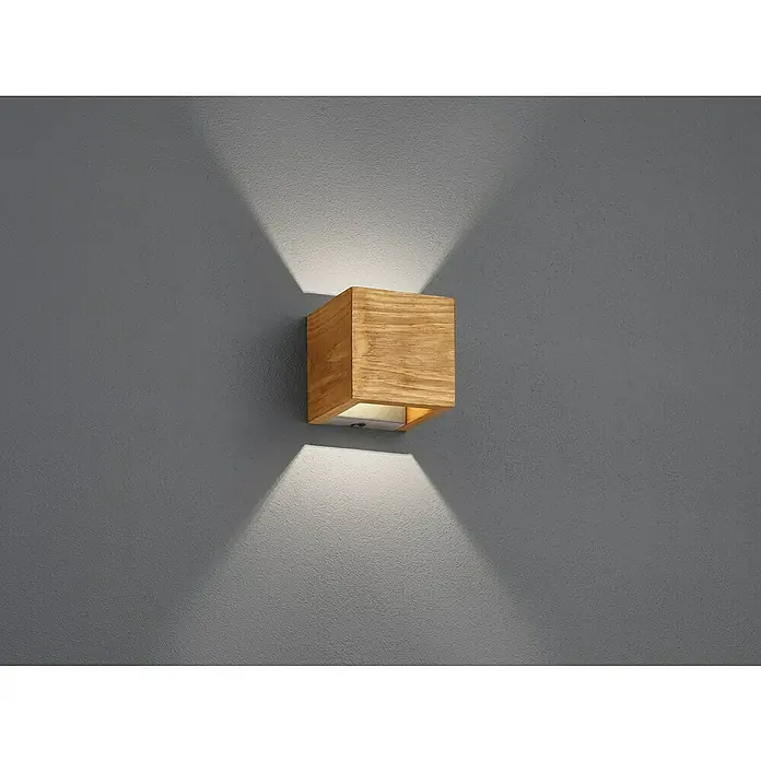 Trio Lighting Brad Plafón LED para pared y techo Brad - 4 W, L x An x Al: 11 x 11 x 11 cm, Madera, Blanco cálido - Foto ambiente