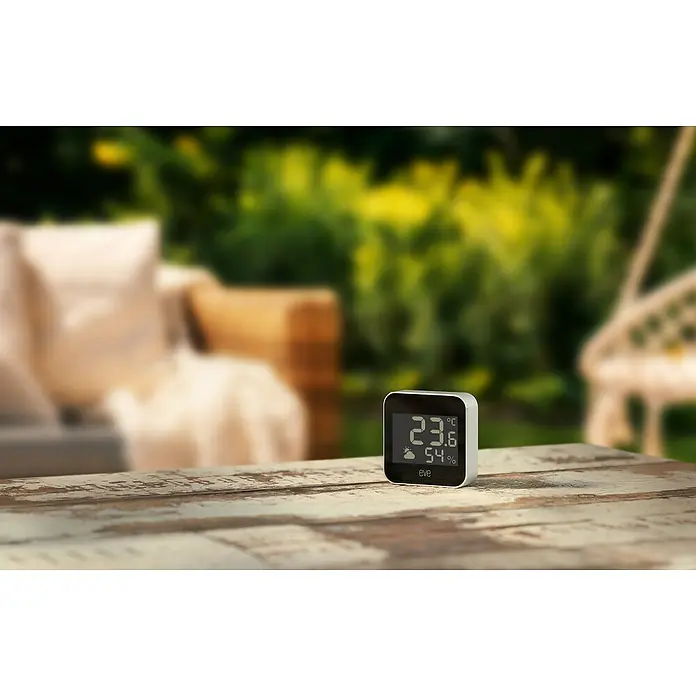 Eve Wetterstation Weather - Batteriebetrieben, Schwarz/Silber, 16 x 54 x 54 mm - Stimmungsaufnahme
