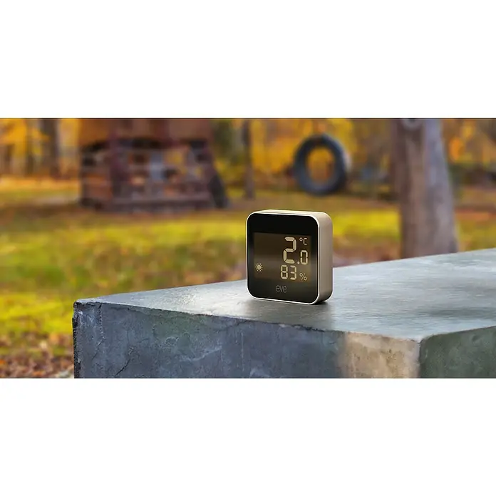 Eve Wetterstation Weather - Batteriebetrieben, Schwarz/Silber, 16 x 54 x 54 mm - Stimmungsaufnahme