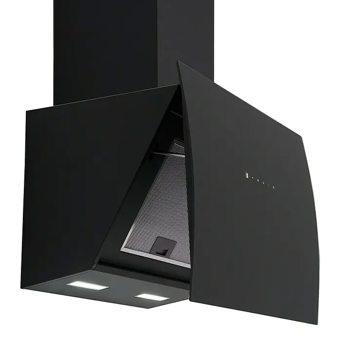 Respekta Schräghaube CH 99060 SA - Breite: 60 cm, Max. Luftleistung: 619 m³/h, Schwarz - Diagonale Ansicht