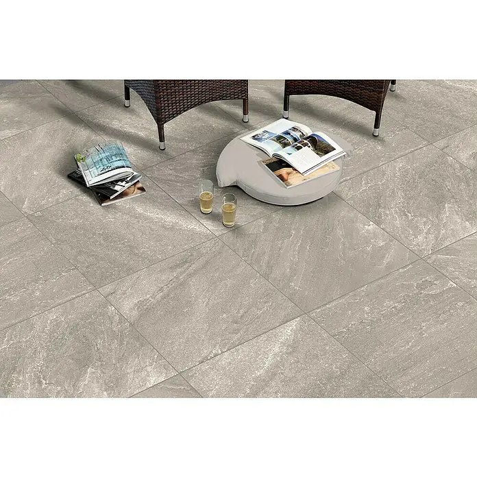 Feinsteinzeugfliese Cera 2.0 - 80 x 80 cm, Quarz Grigio, Matt - Stimmungsaufnahme
