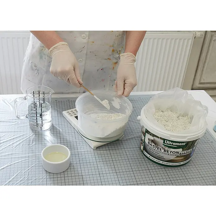 Ultrament Beton-Gießmasse Bastel Beton - Weiß, 3,5 kg - Anwendungsbeispiel