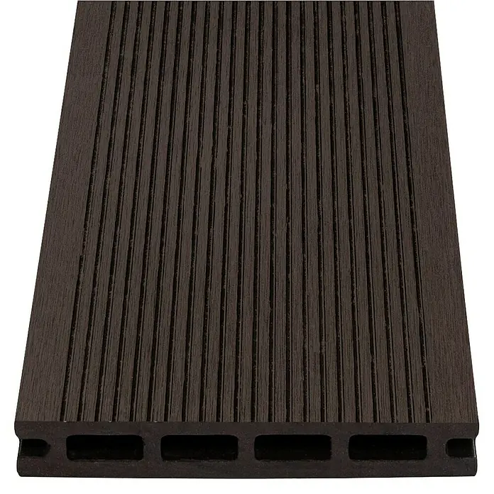 Tablón para terraza WPC - 300 x 13,5 x 2,1 cm, Marrón oscuro - Primer plano