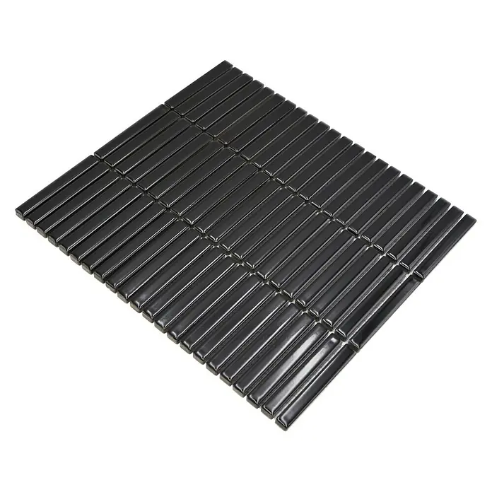 Mozaïektegel stroken CG BBM 21 - 30,8 x 28,2 cm, Zwart, Glanzend - Diagonaal zicht