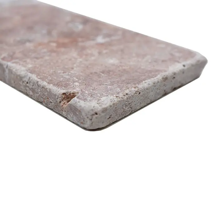 Antiek marmer rechthoek Rosso FNT M450 - 7,5 x 15 cm, Rood, Mat - Close-up
