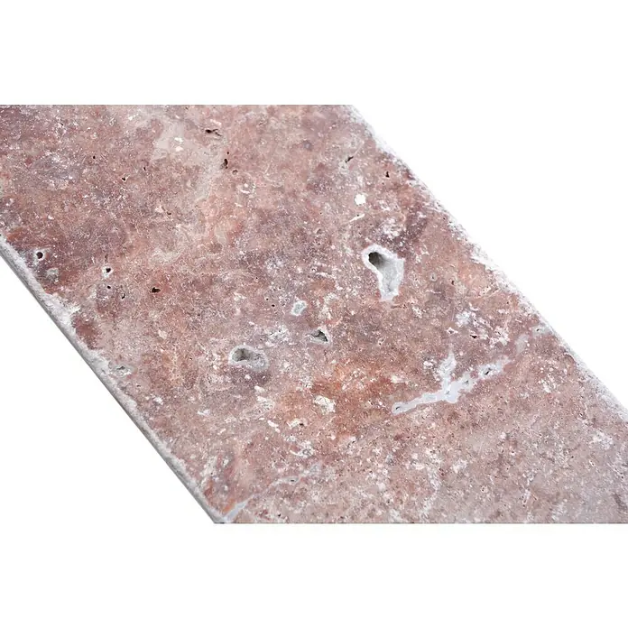 Antiek marmer rechthoek Rosso FNT M450 - 7,5 x 15 cm, Rood, Mat - Close-up