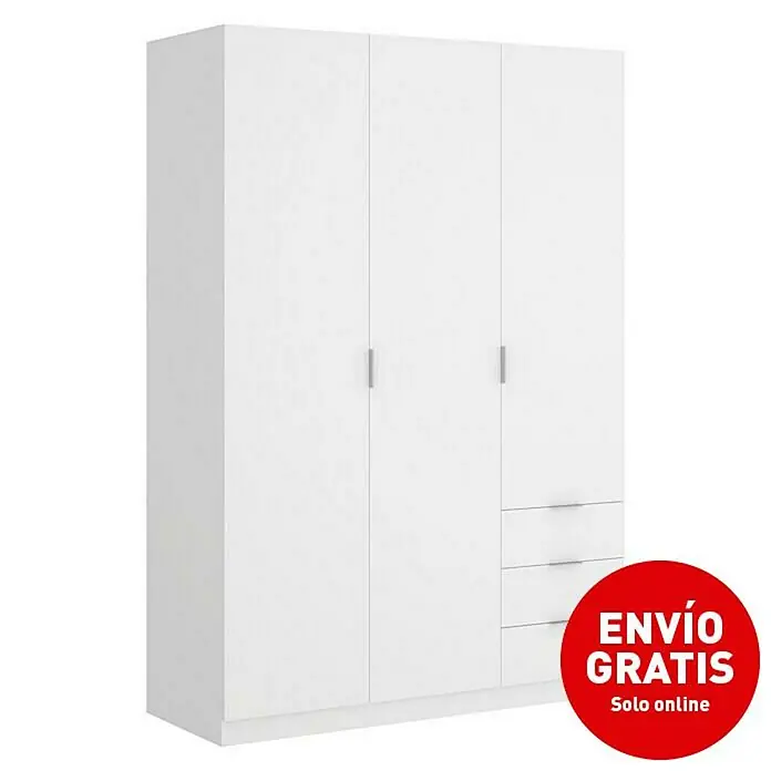 Armario para ropa Essen con cajones - L x An x Al: 52 x 121 x 184 cm, Blanco - Vista angular