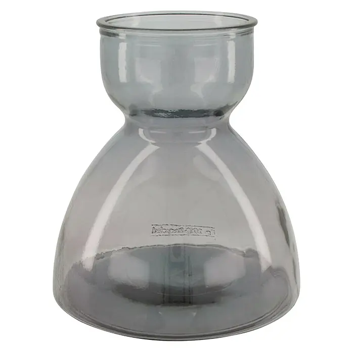 Glasvase Recyceltes Glas - Ø x H: 21,5 x 23 cm, Grau - Vorderansicht