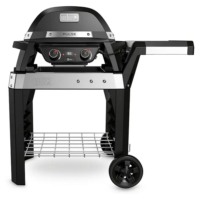 Weber Barbacoa eléctrica Pulse 2000 con carro - 2,2 kW, Superficie parrilla: 49 x 39 cm - Vista frontal
