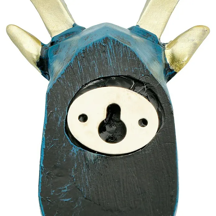 Garderobenhaken Rentier - L x B x H: 16 x 6,2 x 17 cm, Blau - Detailaufnahme