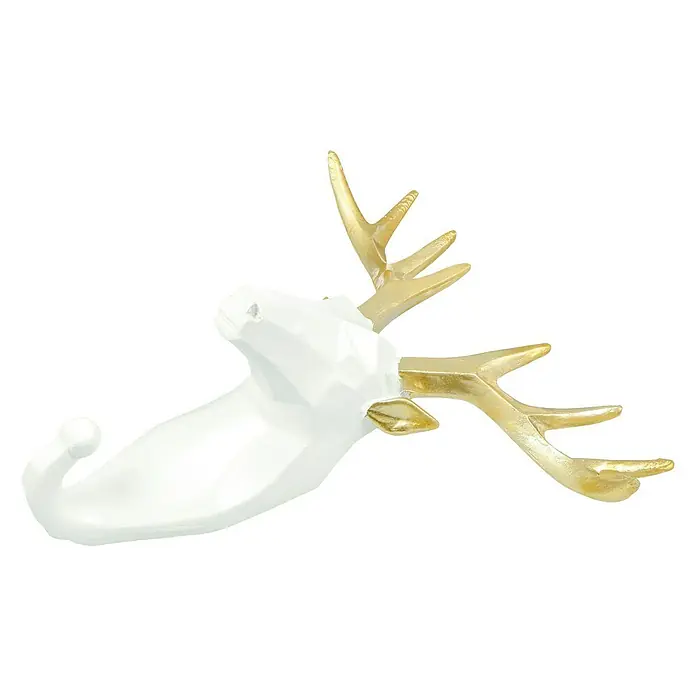 Garderobenhaken Rentier - L x B x H: 16 x 6,2 x 17 cm, Weiß - Diagonale Ansicht