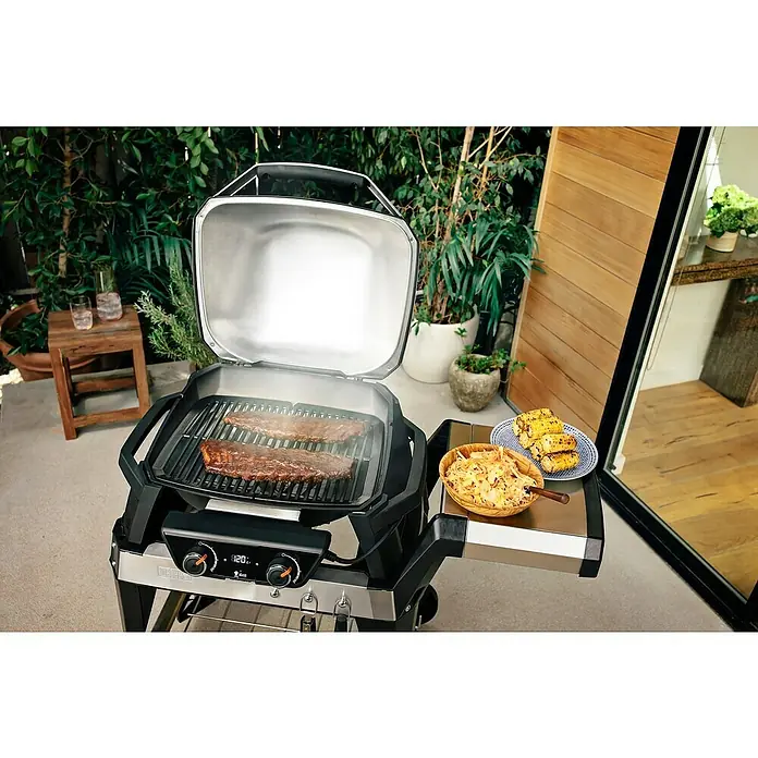 Weber Barbacoa eléctrica Pulse 2000 con carro - 2,2 kW, Superficie parrilla: 49 x 39 cm - Foto ambiente