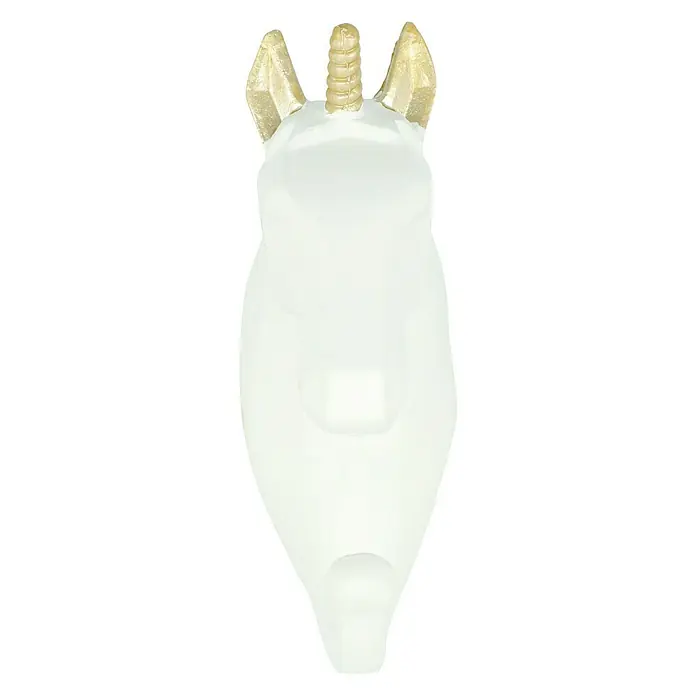 Garderobenhaken Einhorn - L x B x H: 4 x 7 x 12 cm, Weiß - Vorderansicht