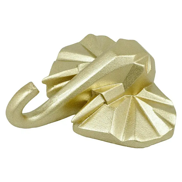 Garderobenhaken Elefant - L x B x H: 10,6 x 4 x 10,8 cm, Gold - Diagonale Ansicht