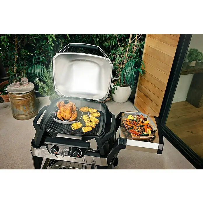 Weber Barbacoa eléctrica Pulse 2000 con carro - 2,2 kW, Superficie parrilla: 49 x 39 cm - Foto ambiente
