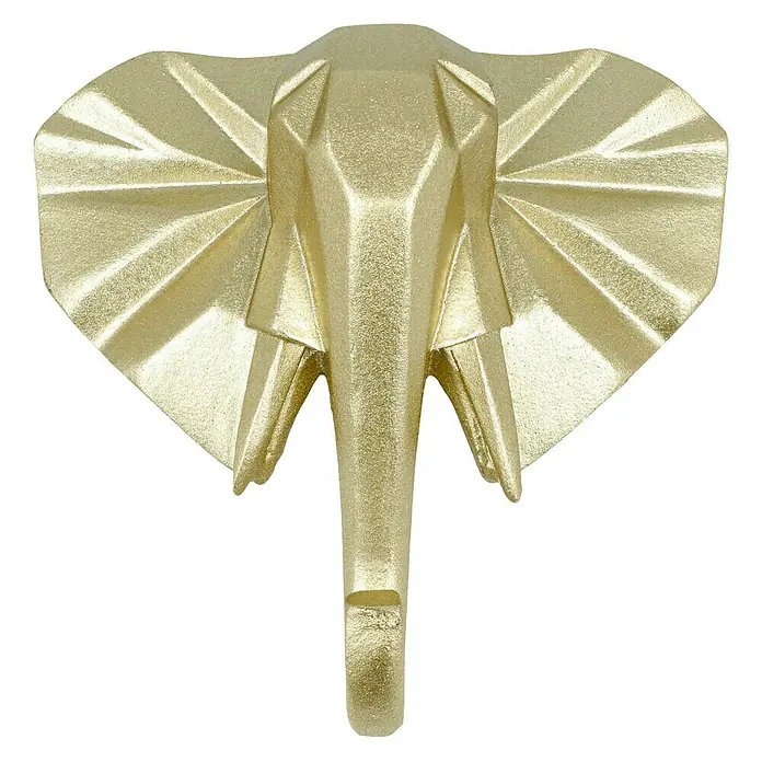Garderobenhaken Elefant - L x B x H: 10,6 x 4 x 10,8 cm, Gold - Vorderansicht