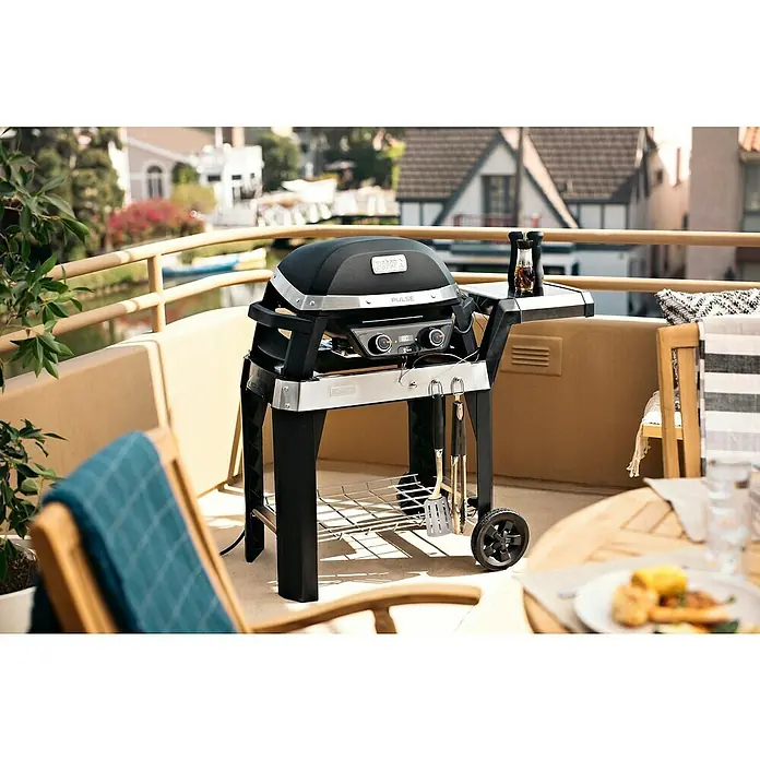 Weber Barbacoa eléctrica Pulse 2000 con carro - 2,2 kW, Superficie parrilla: 49 x 39 cm - Foto ambiente