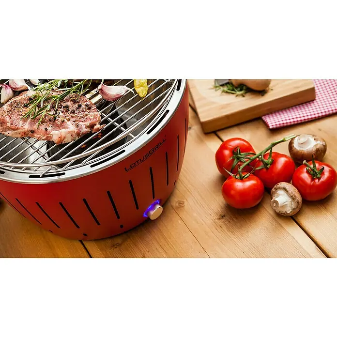 LotusGrill Barbacoa de carbón con poco humo - Negro, Superficie parrilla: Ø 34 cm - Foto ambiente