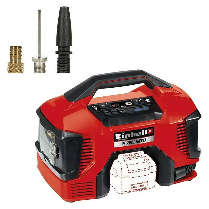 Einhell Power X-Change Compresor híbrido Pressito - 11 bar, 90 W, 18 V, Sin batería - Vista angular