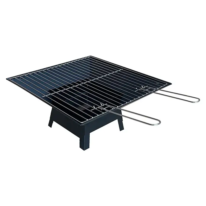 Grillstar Holzkohlegrill Firebowl - Schwarz, Hauptgrillfläche: 43 x 43 cm, L x B x H: 45 x 45 x 34,5 cm - Diagonale Ansicht