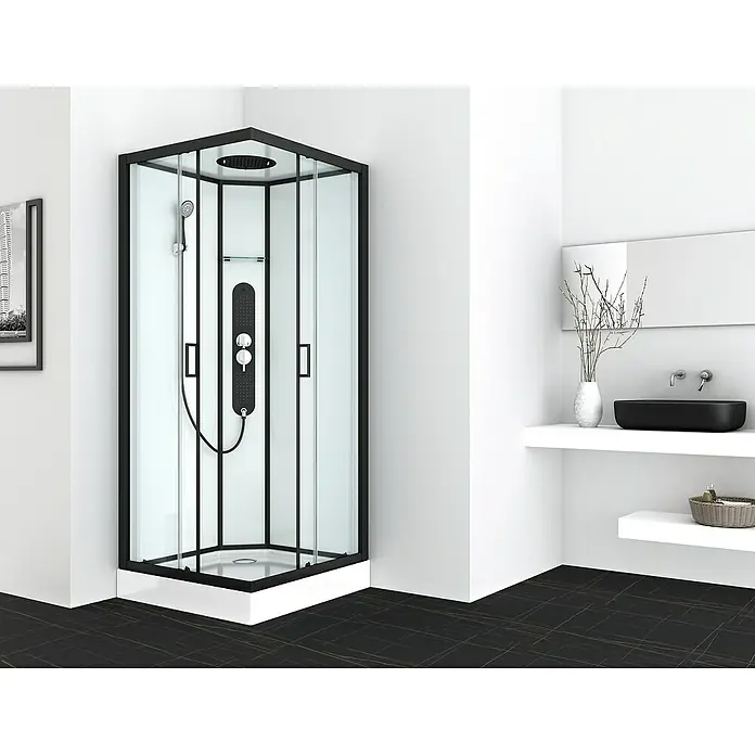 Allibert Complete douche Uyuni - 90 x 90 x 225 cm, Zwart, Wit - Sfeeropname