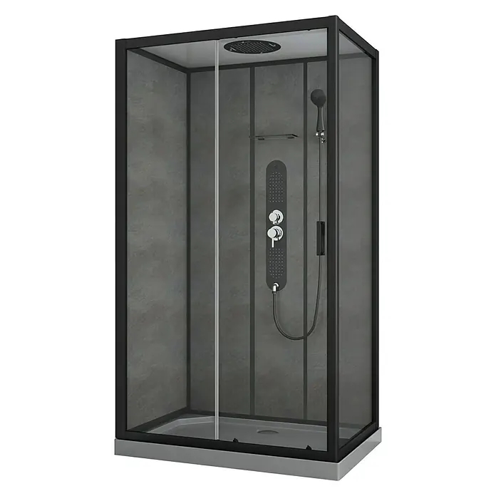Allibert Complete douche Sero - 120 x 80 x 225 cm, Betongrijs - Diagonaal zicht