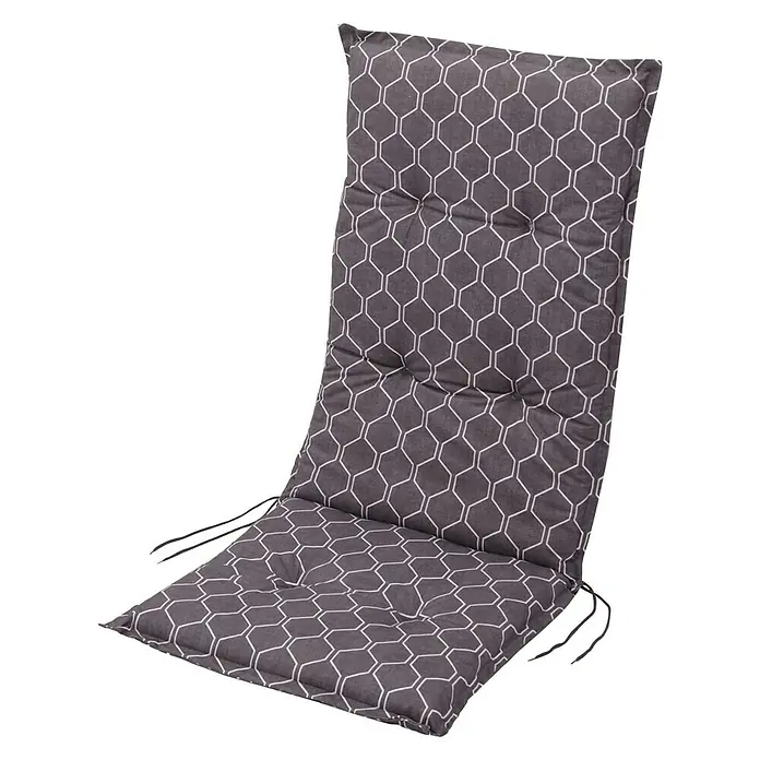 Sunfun Basic-Line Hochlehner-Auflage - Schwarz, L x B x H: 117 x 49 x 6 cm, Baumwoll-Polyester-Mischgewebe - Diagonale Ansicht