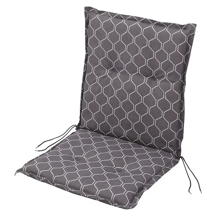 Sunfun Basic-Line Stuhlauflage - Grau, L x B x H: 98 x 49 x 6 cm, Baumwoll-Polyester-Mischgewebe - Diagonale Ansicht