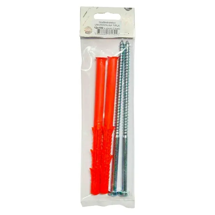 Set vijaka i tipli za vrata - Plastika, Ø x D: 12 x 180 mm - Pogled sprijeda