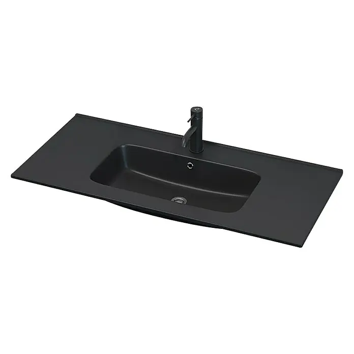 Ugradbeni umivaonik Loknes - Š x D: 46,5 x 100 cm, Crna boja - Dijagonalni pogled
