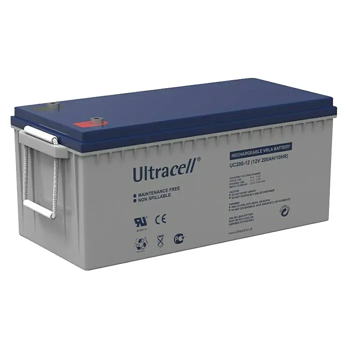 Batería solar AGM Ultracell - 200 Ah, L x An x Al: 21 x 52 x 24 cm - Vista angular