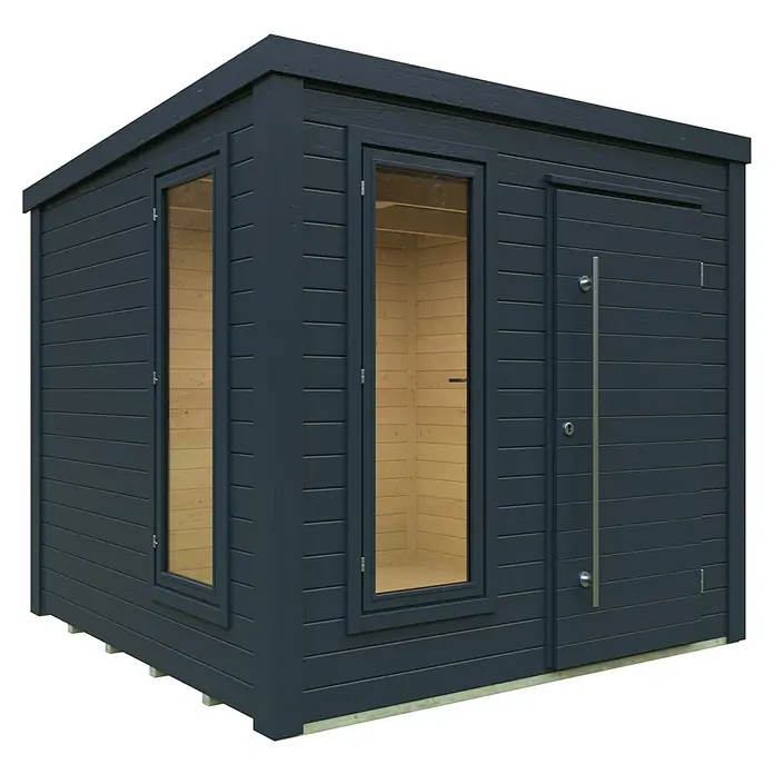 Kiehnholz Caseta de jardín Cube 3.0 - 256 x 263 cm, Madera, 6,25 m², Espesor de pared: 28 mm, Sin cubierta de techo - Vista angular