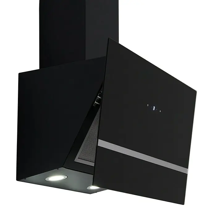 Respekta Schräghaube CH 24060 SA - Breite: 60 cm, Max. Luftleistung: 525 m³/h im Normalbetrieb, Schwarz/Silber - Diagonale Ansicht